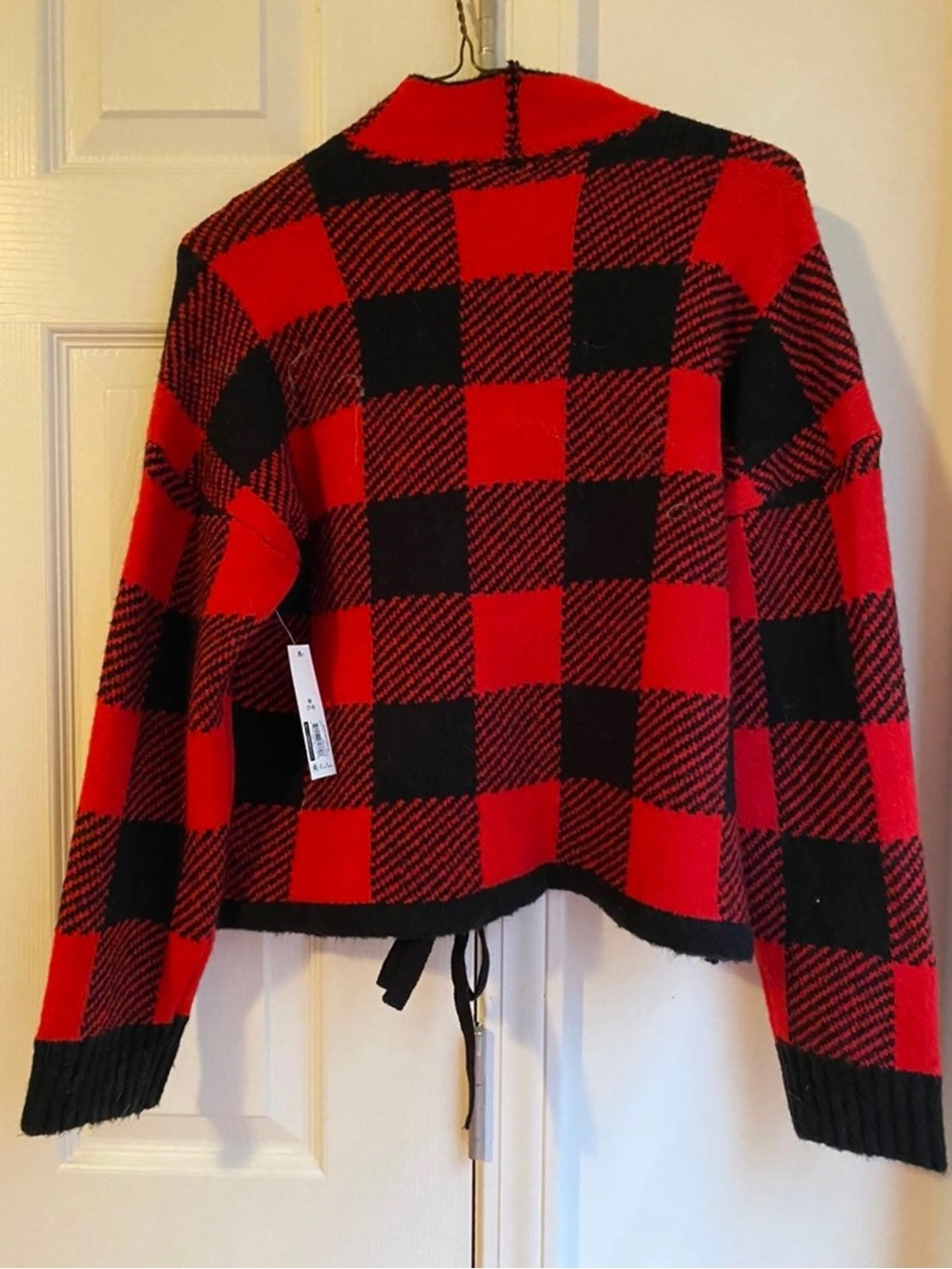 Red & Black Buffalo Plaid Knit Cardigan